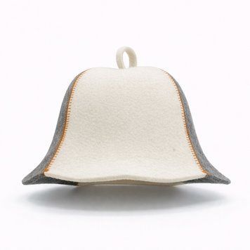 Natural Wool Felt Sauna Hat 3 mm Thick Unisex white-gray