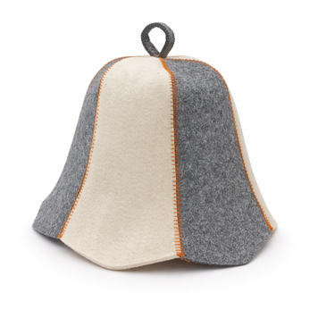 Natural Wool Felt Sauna Hat 3 mm Thick Unisex white-and-gray