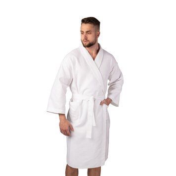 Вафельний халат Luxyart Кімоно розмір (50-52) L 100% бавовна білий (LS-0401) LS-0401 фото