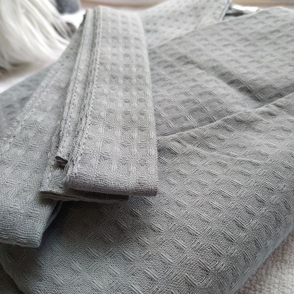 Вафельний халат Luxyart Кімоно розмір (54-56) XL 100% бавовна сірий (LS-3376) LS-3376 фото