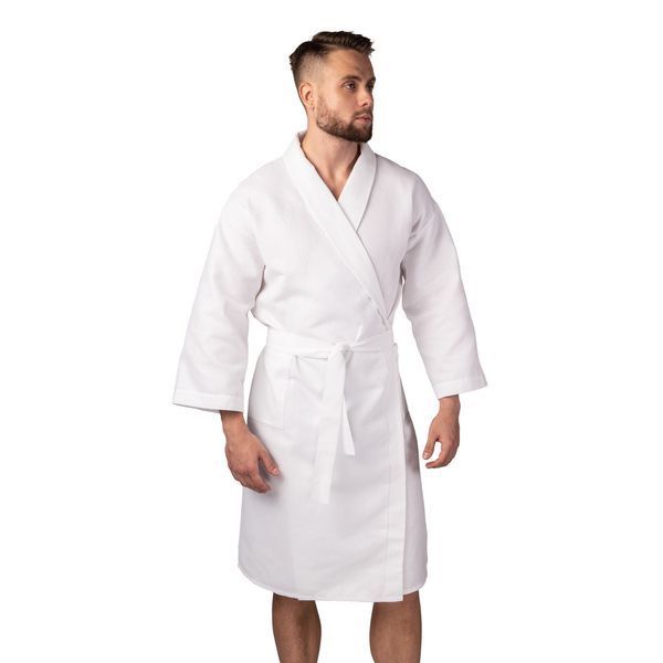 Вафельний халат Luxyart Кімоно розмір (50-52) L 100% бавовна білий (LS-0401) LS-0401 фото