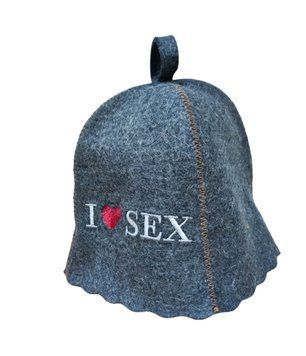 Лазнева шапка Luxyart "love sex" натуральна повсть сірий (LA-860) LA-860 фото