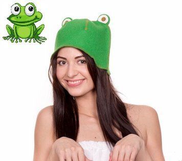 Банная шапка Luxyart "Лягушка", натуральный войлок, зеленый (LA-088) LA-088 фото