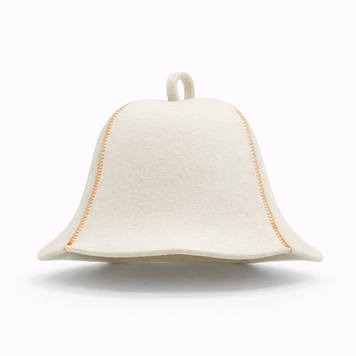 Natural Wool Felt Sauna Hat 3 mm Thick Unisex White